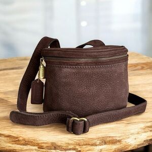 Rare Coach Vintage Creel Crossbody Bag Brown Nubuck Leather